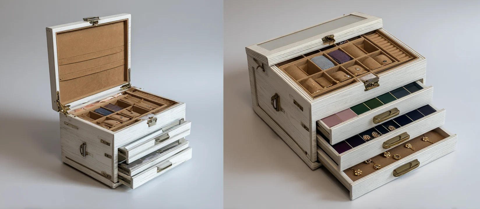 These elegant, detachable drawer jewelry boxes are perfect custom jewelry boxes for display wholesale in a retail setting.